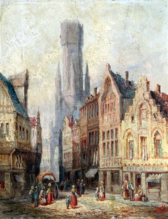 Henry Schafer (19thC.) Views of Antwerp and Bruges, Belgium, 10 x 8in.